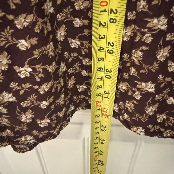 Melrose and Market Puff Sleeve Babydoll  dress Brown Floral Pockets Sz XXL - Picture 10 of 11